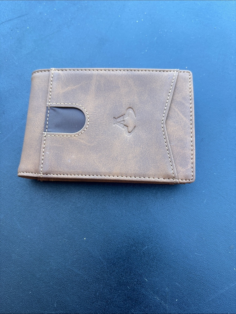 Brown Leather Card & Key Holder with Pull-Tab Access